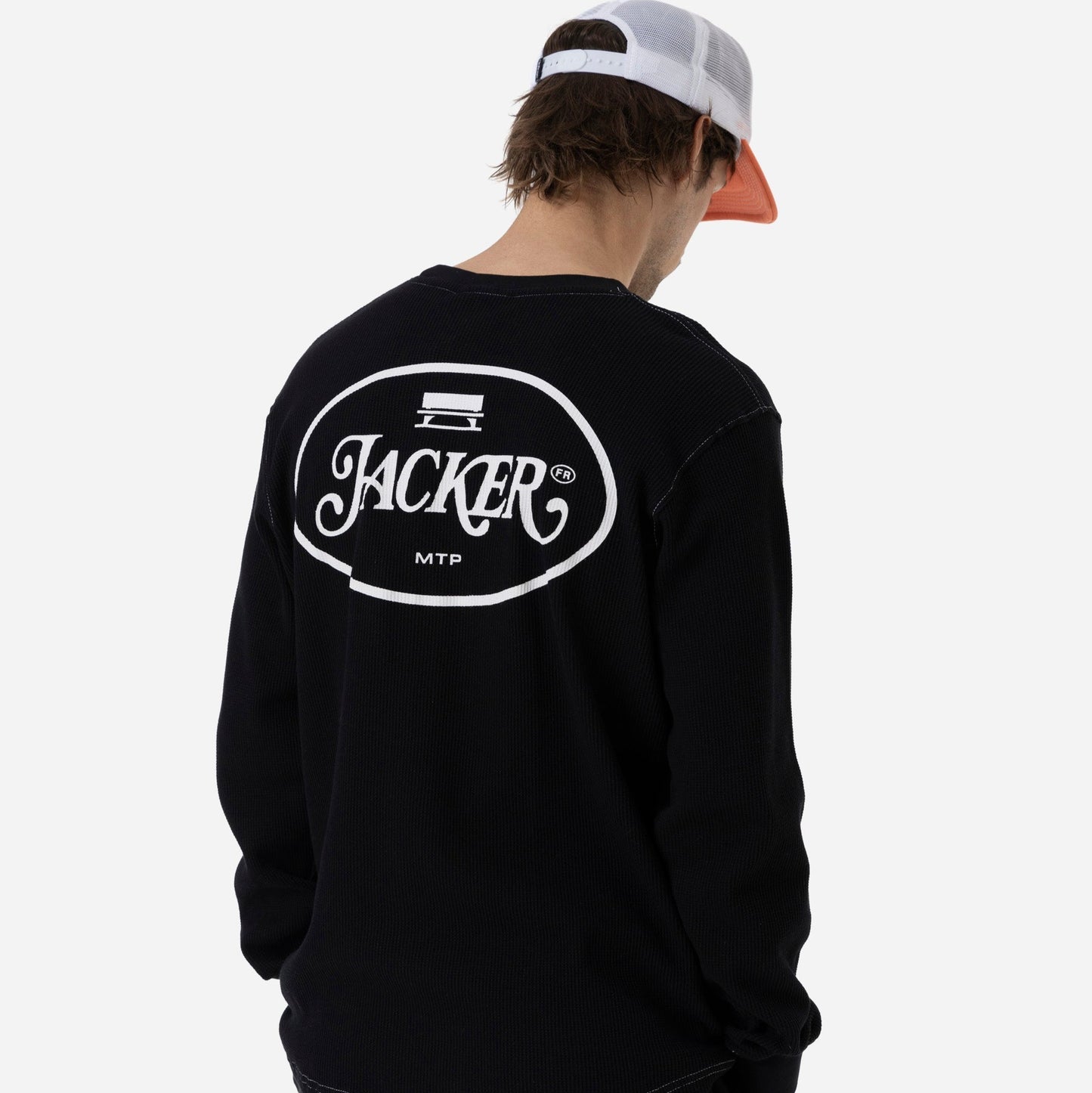 Stamp Waffle Long Sleeves / Black