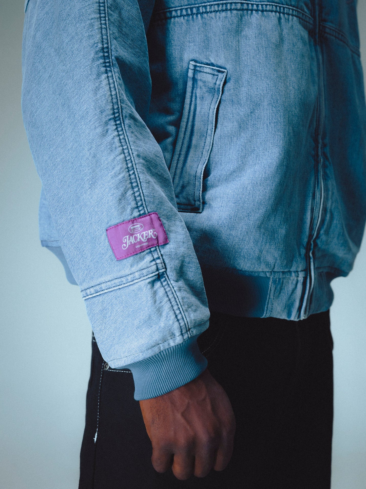 Stamp Dyed Bomber Denim Jacket / Blue