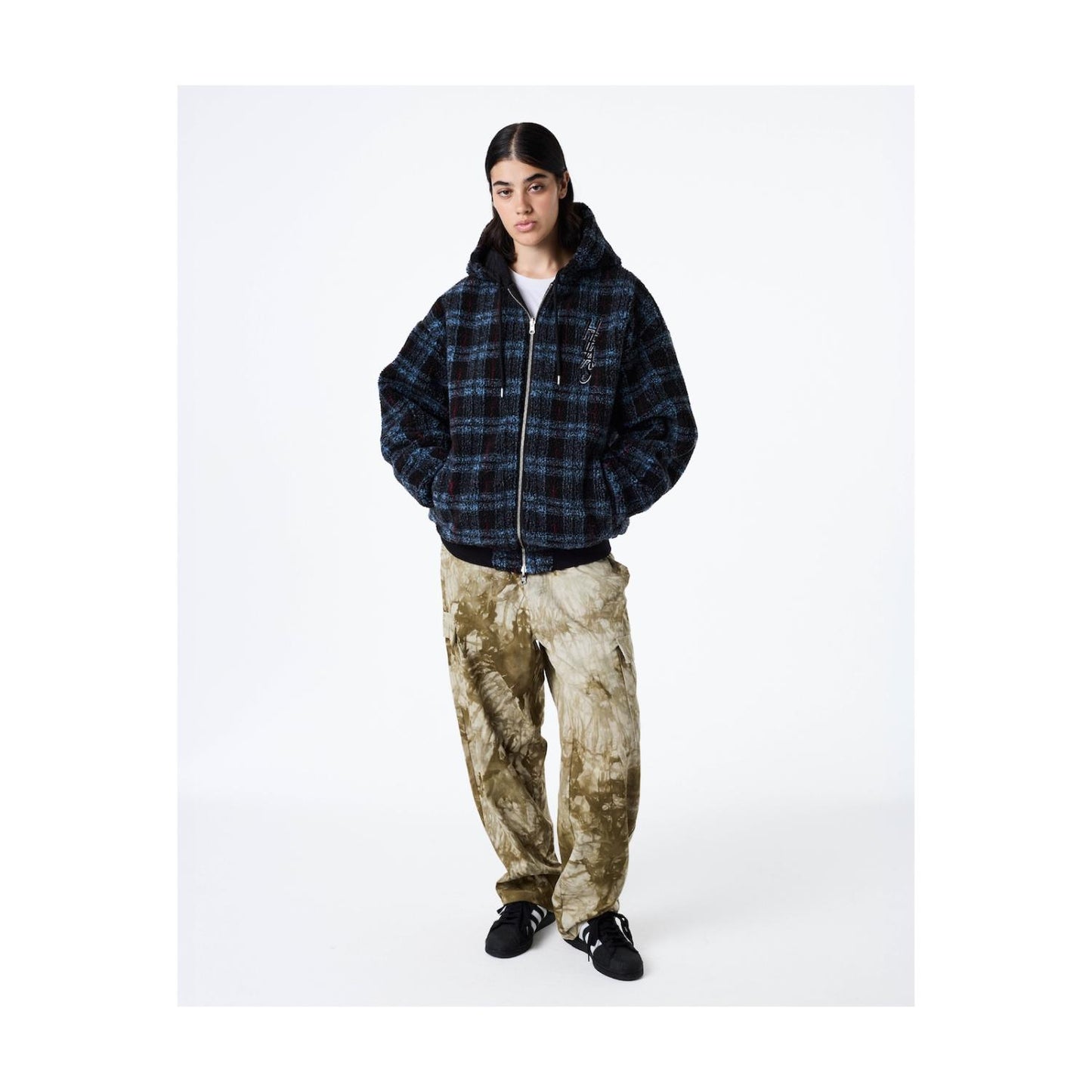 Ocaro Reversible Checkered Full Zip Jacket / Navy, Black