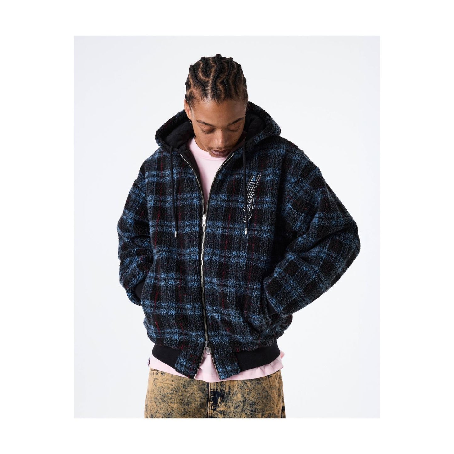 Ocaro Reversible Checkered Full Zip Jacket / Navy, Black