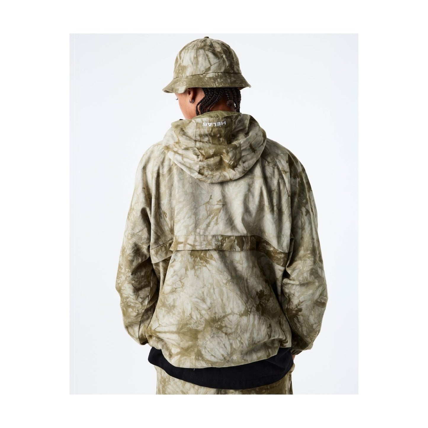 Tie Camo Hooded Quarter Zip Jacket / Beige
