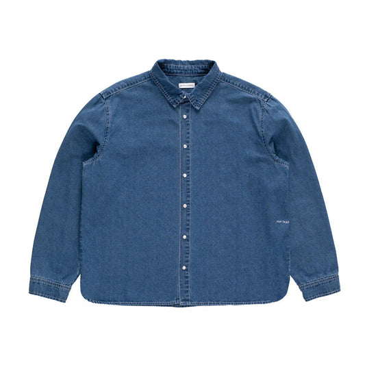 Pop Applique Logo Denim Shirt Rinsed Denim