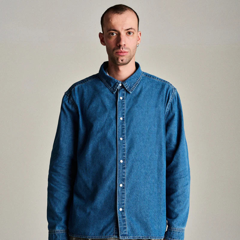 Pop Applique Logo Denim Shirt Rinsed Denim