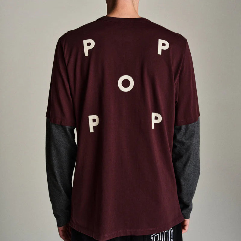 Pop Logo Sleeve T-Shirt Fudge / Charcoal, Heather
