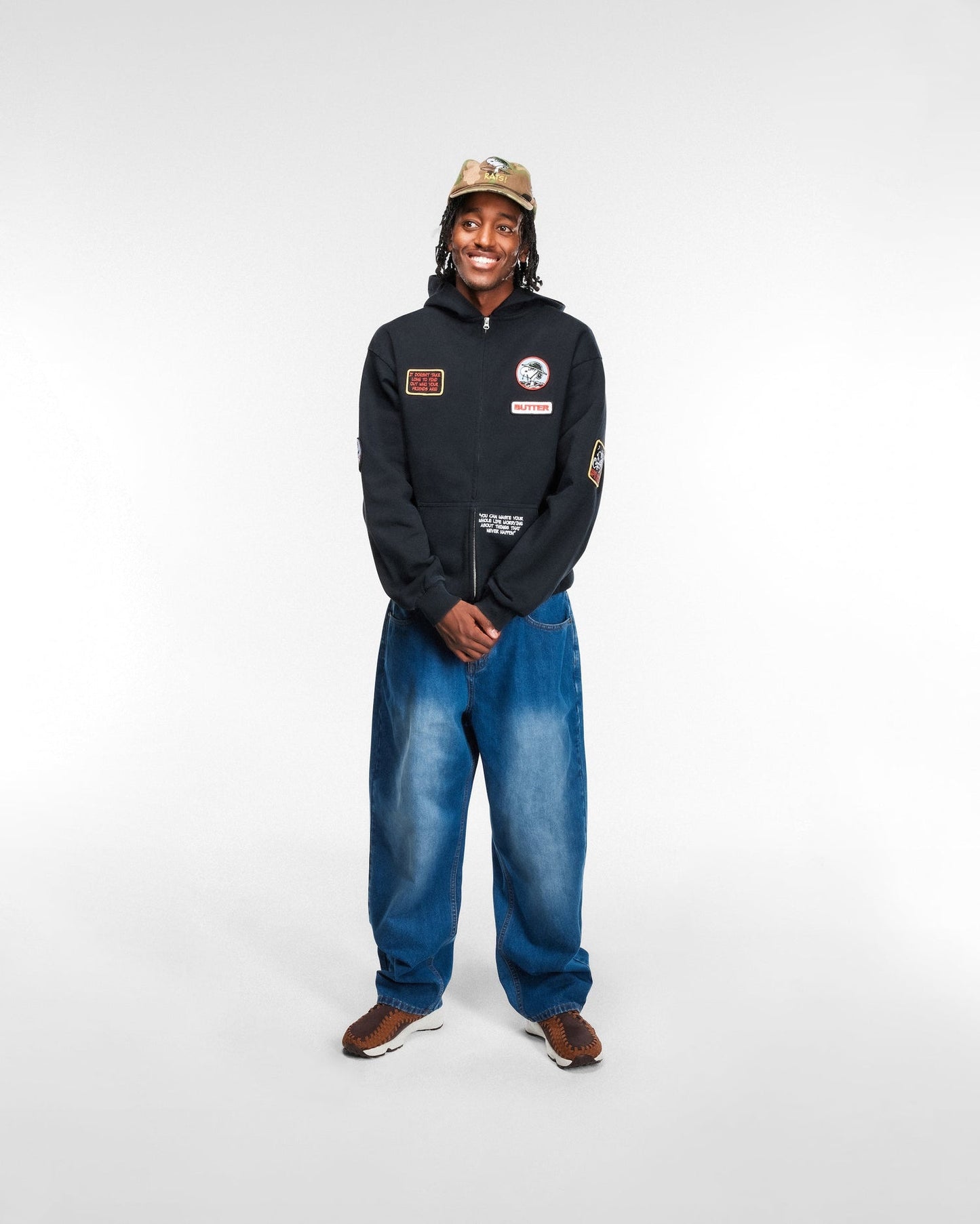 Patches Zip-Thru Hood / Washed Black