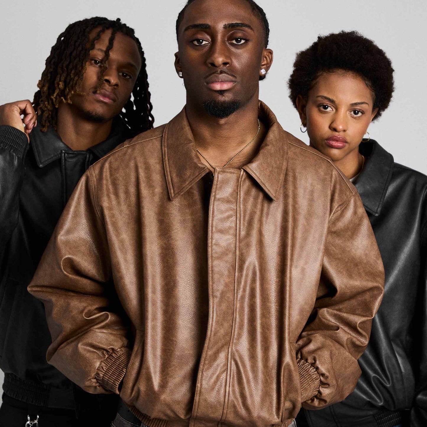 Chief Watcher Pu Leather Bomber Jacket / Brown