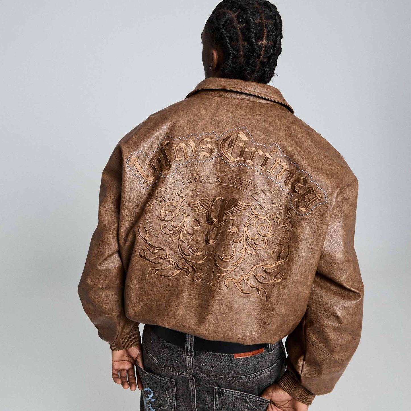 Chief Watcher Pu Leather Bomber Jacket / Brown