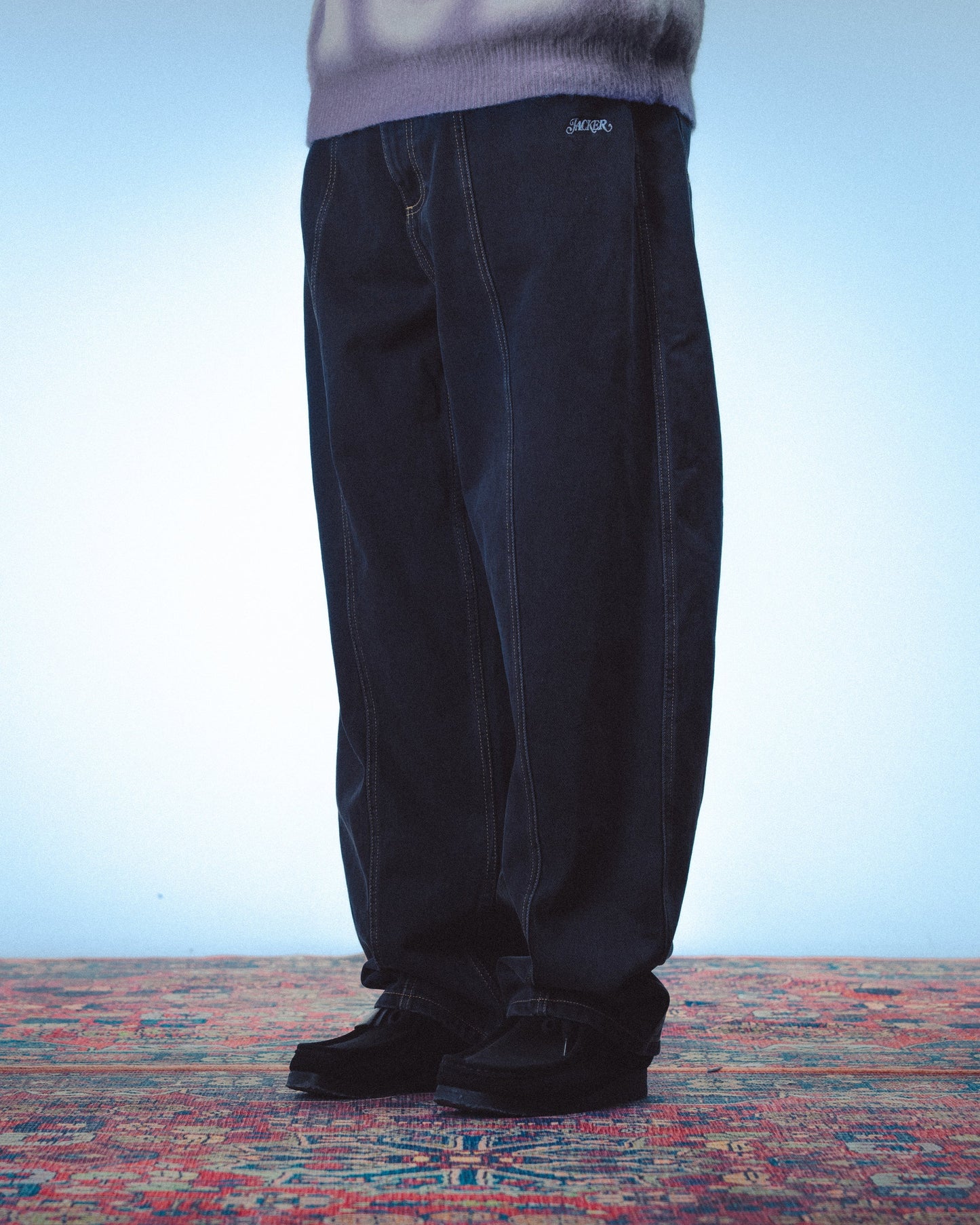 3 Stripes Dyed Denim Baggy Pant / Black
