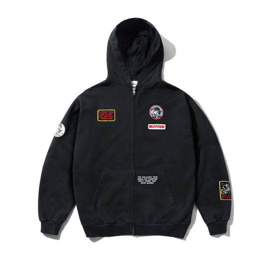 Patches Zip-Thru Hood / Washed Black