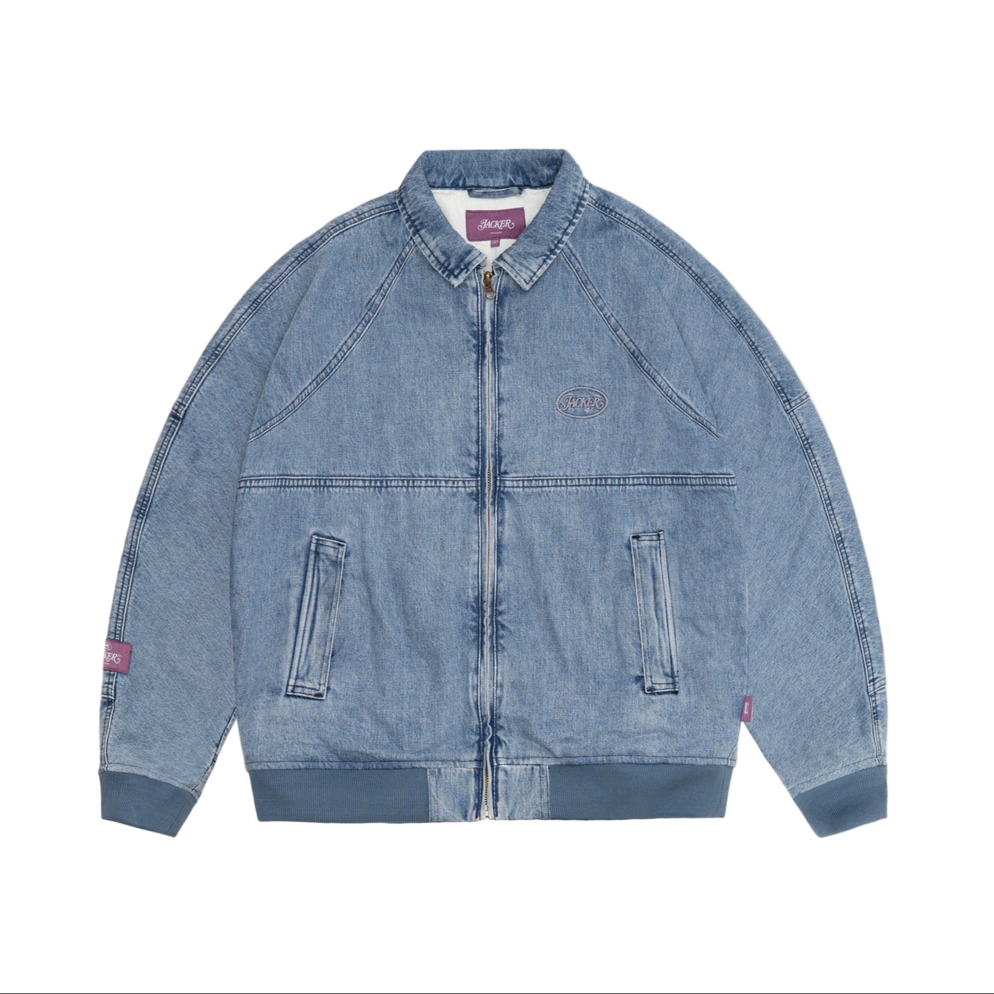 Stamp Dyed Bomber Denim Jacket / Blue