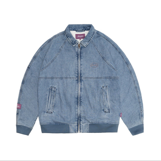 Stamp Dyed Bomber Denim Jacket / Blue