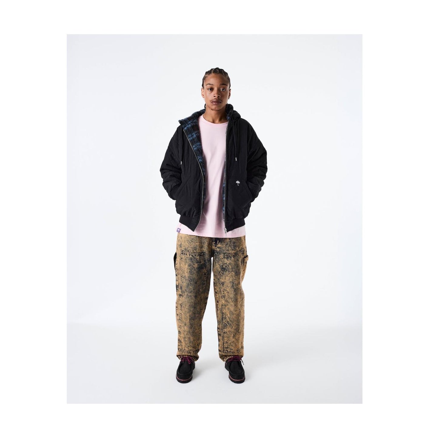 Ocaro Reversible Checkered Full Zip Jacket / Navy, Black