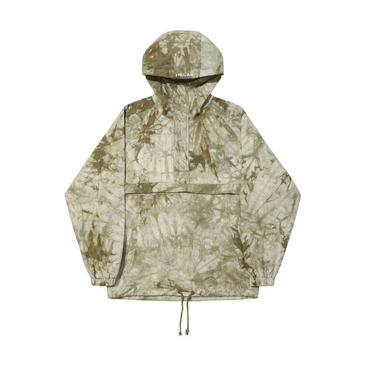 Tie Camo Hooded Quarter Zip Jacket / Beige